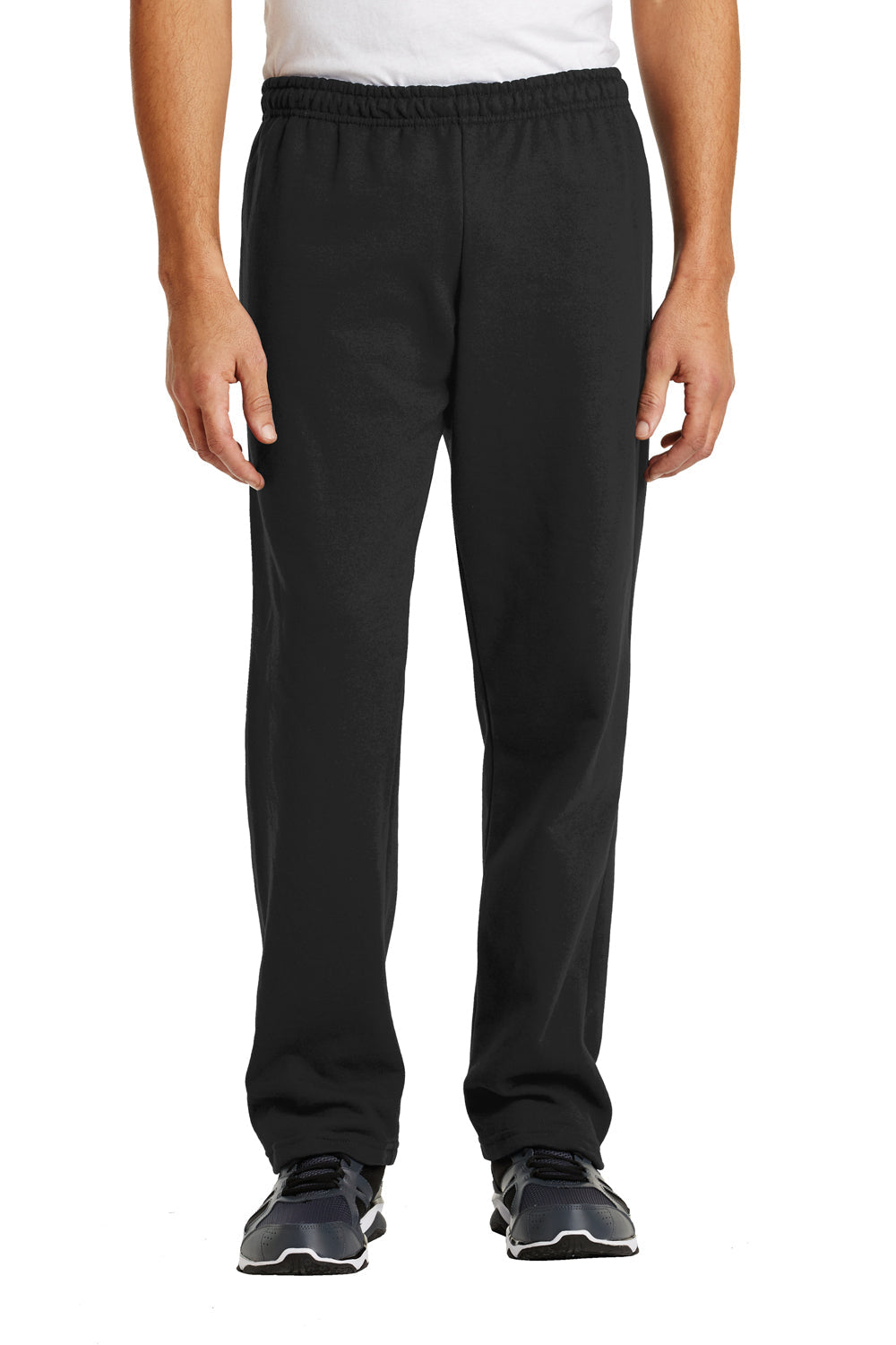 Mens Heavy Blend Open Bottom Sweatpants - Black
