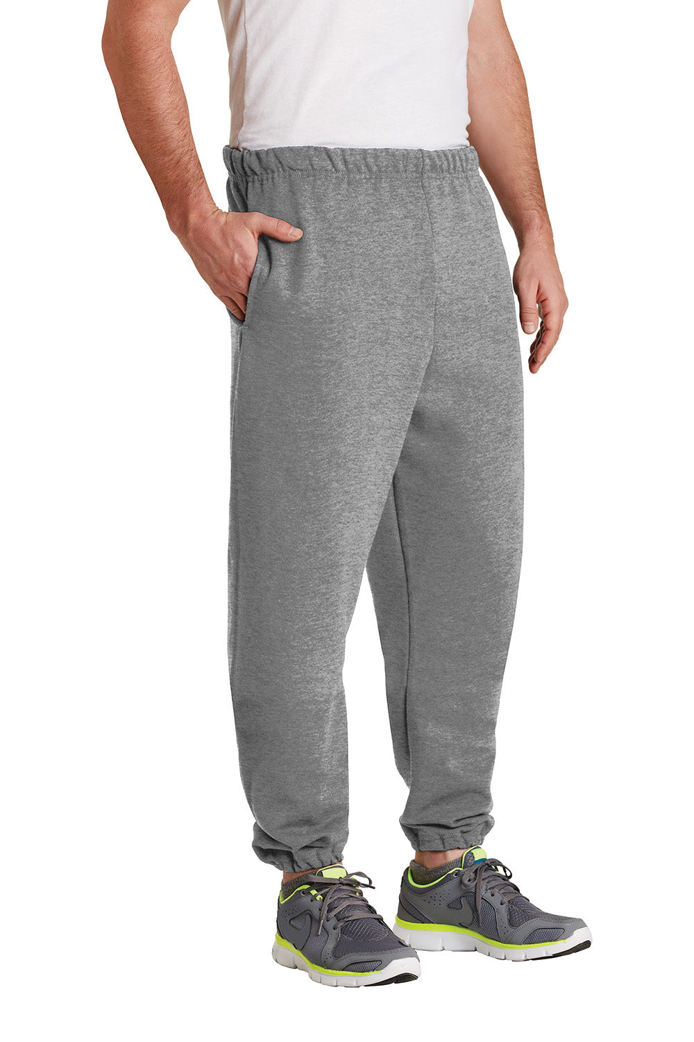 Mens Super Sweats NuBlend Pill Resistant Fleece Sweatpants w/ Pockets - Oxford Grey
