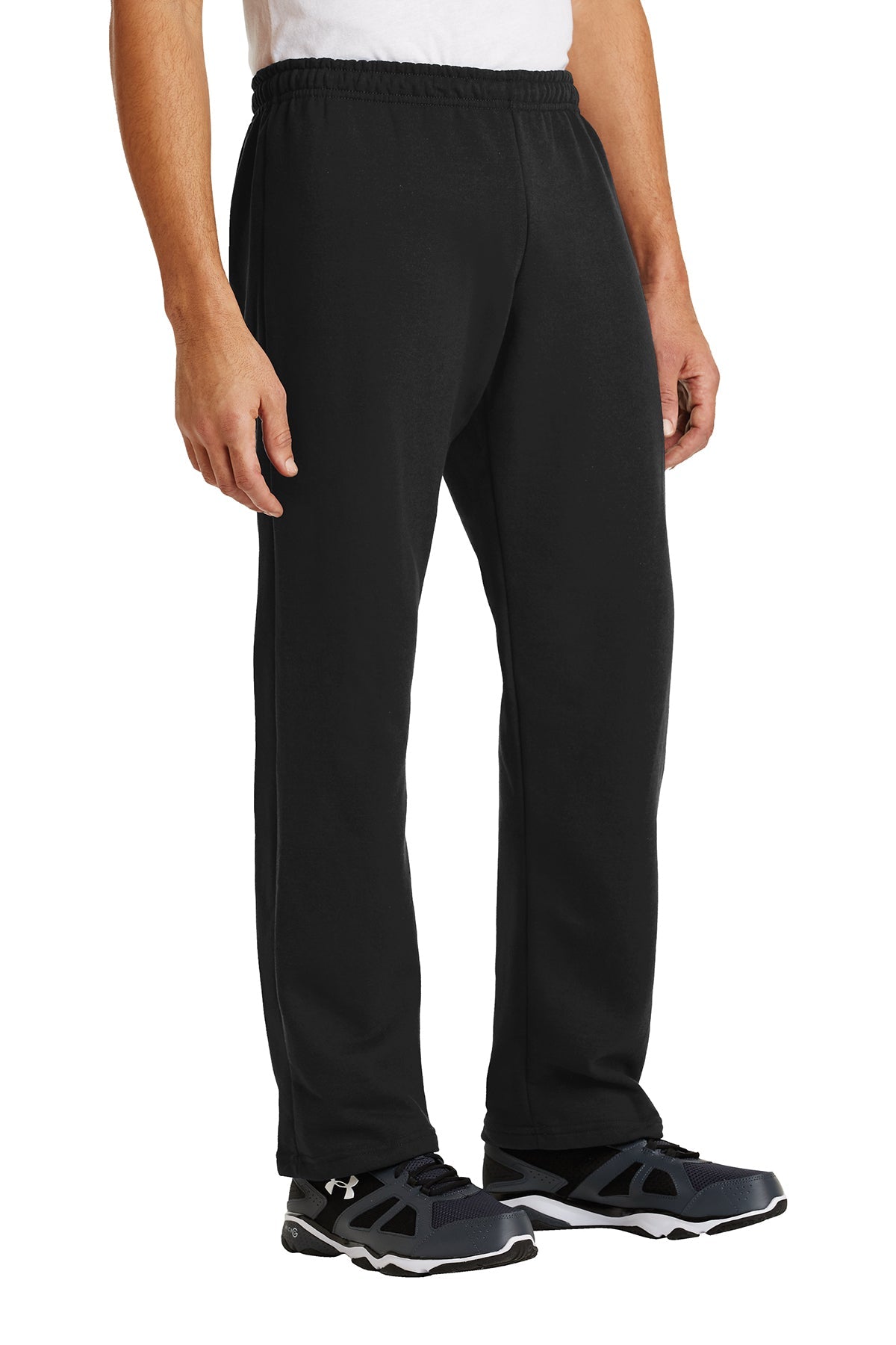 Mens Heavy Blend Open Bottom Sweatpants - Black