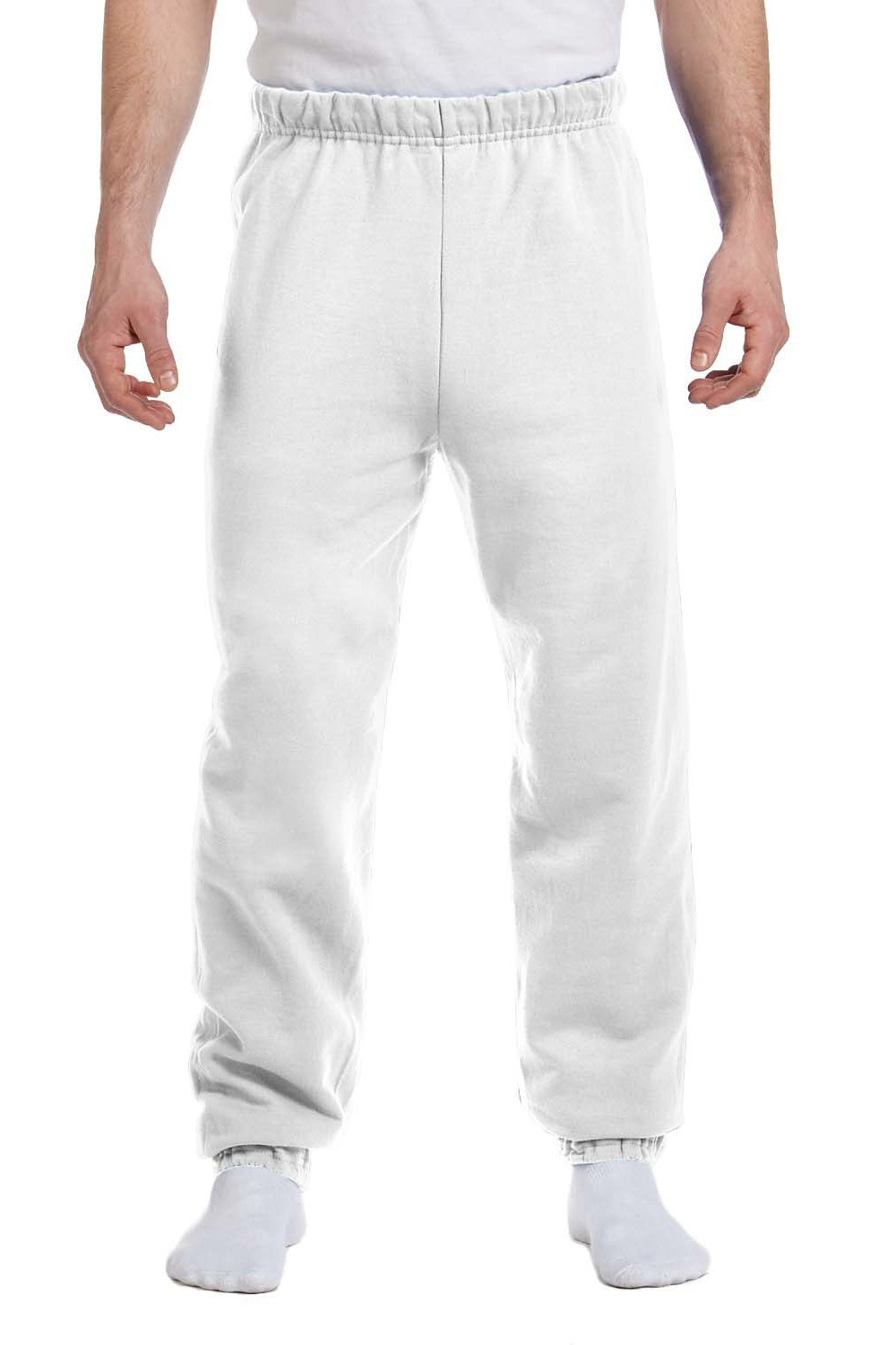 Mens NuBlend Pill Resistant Fleece Sweatpants - White