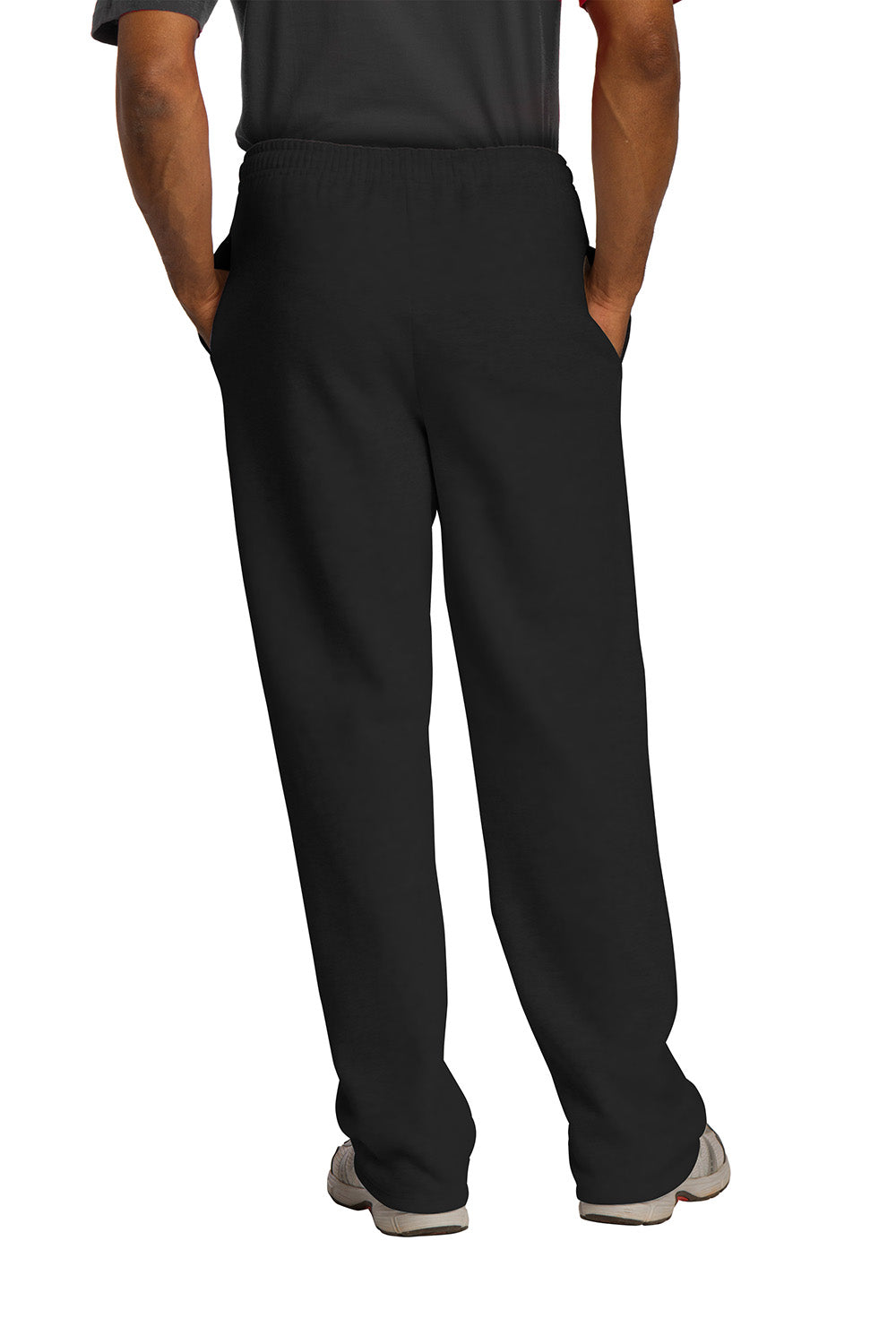 Mens NuBlend Pill Resistant Fleece Open Bottom Sweatpants w/ Pockets - Black