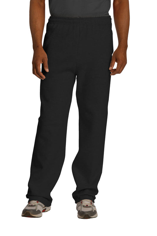 Mens NuBlend Pill Resistant Fleece Open Bottom Sweatpants w/ Pockets - Black