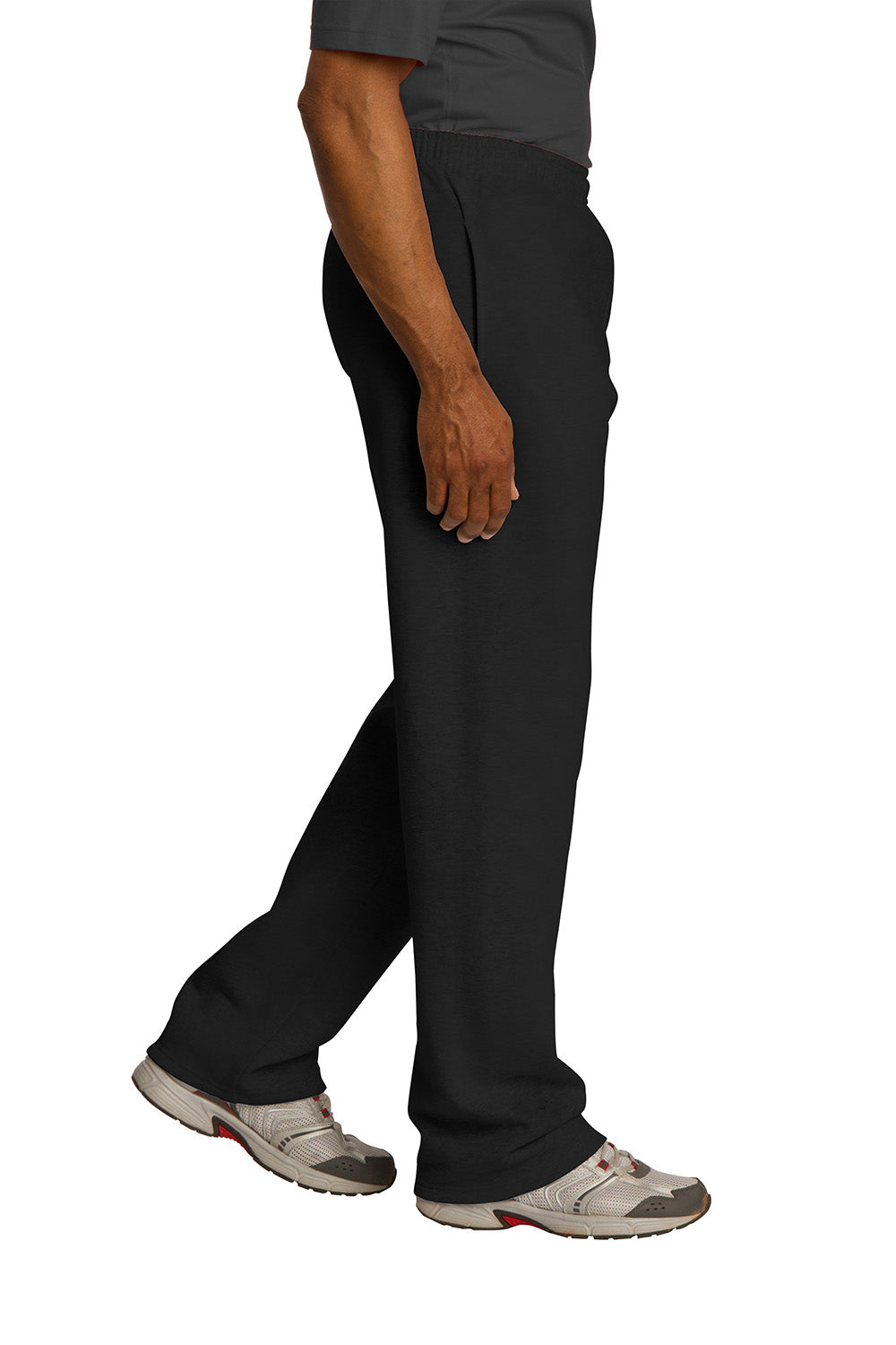 Mens NuBlend Pill Resistant Fleece Open Bottom Sweatpants w/ Pockets - Black