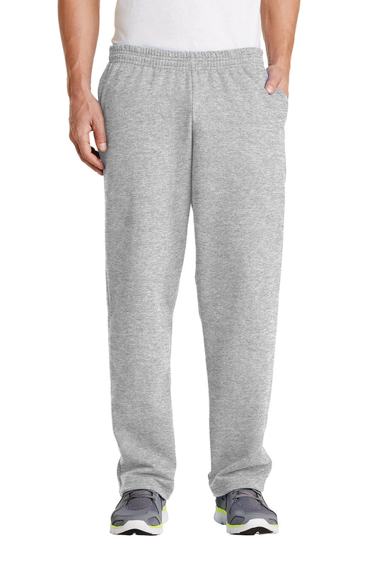 Mens Core Pill Resistant Fleece Open Bottom Sweatpants w/ Pockets - Ash Grey