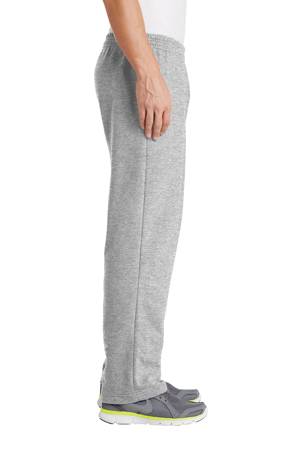 Mens Core Pill Resistant Fleece Open Bottom Sweatpants w/ Pockets - Ash Grey