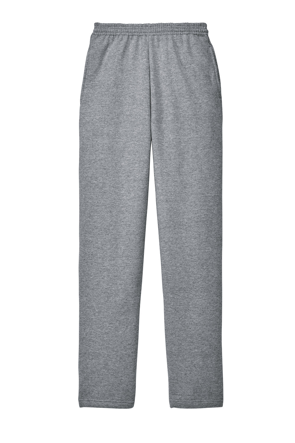 Mens Core Pill Resistant Fleece Open Bottom Sweatpants w/ Pockets - Heather Grey