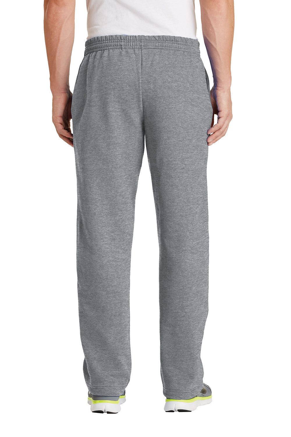 Mens Core Pill Resistant Fleece Open Bottom Sweatpants w/ Pockets - Heather Grey