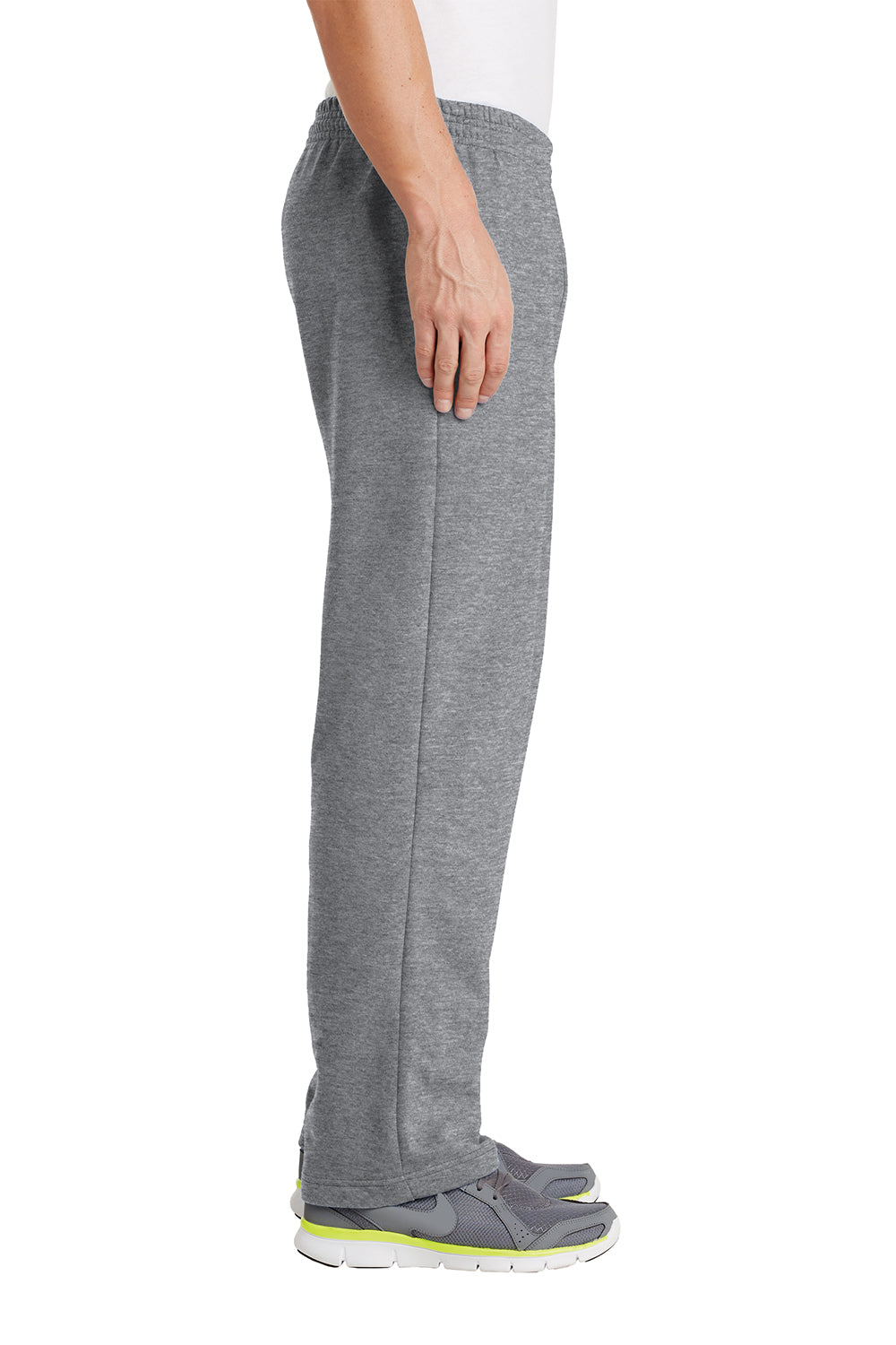 Mens Core Pill Resistant Fleece Open Bottom Sweatpants w/ Pockets - Heather Grey