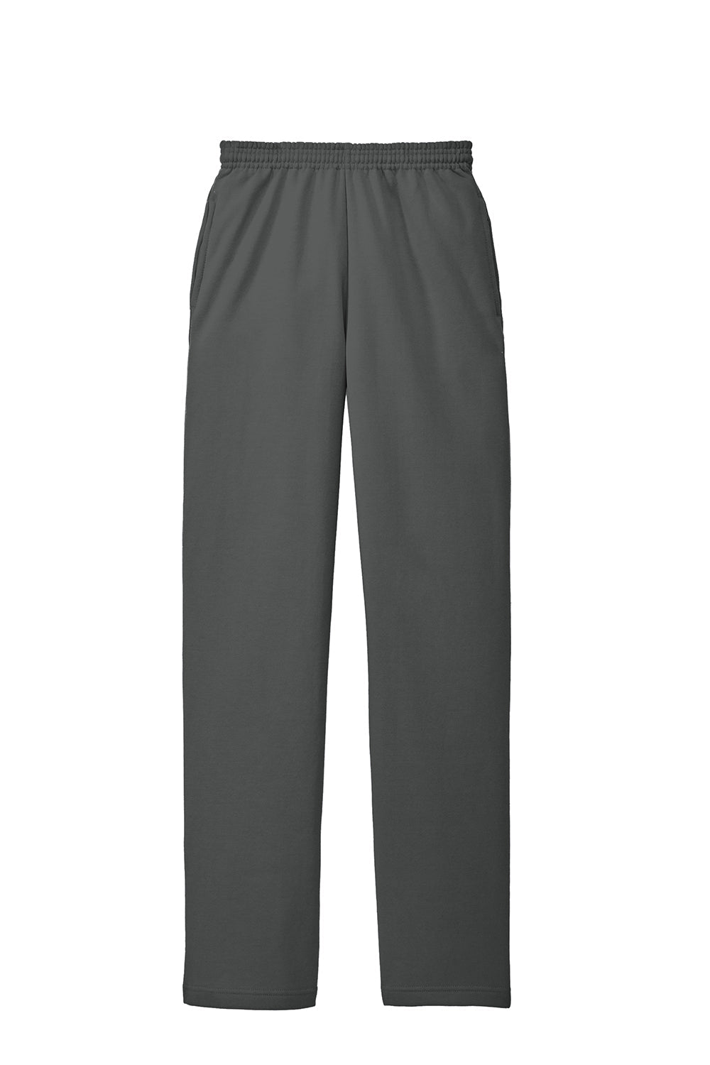 Mens Core Pill Resistant Fleece Open Bottom Sweatpants w/ Pockets - Charcoal Grey