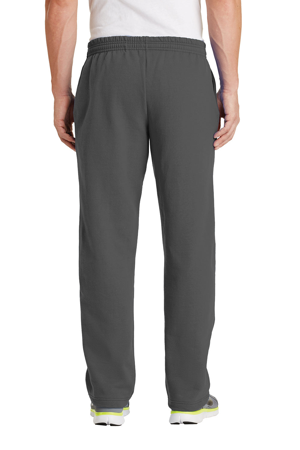 Mens Core Pill Resistant Fleece Open Bottom Sweatpants w/ Pockets - Charcoal Grey