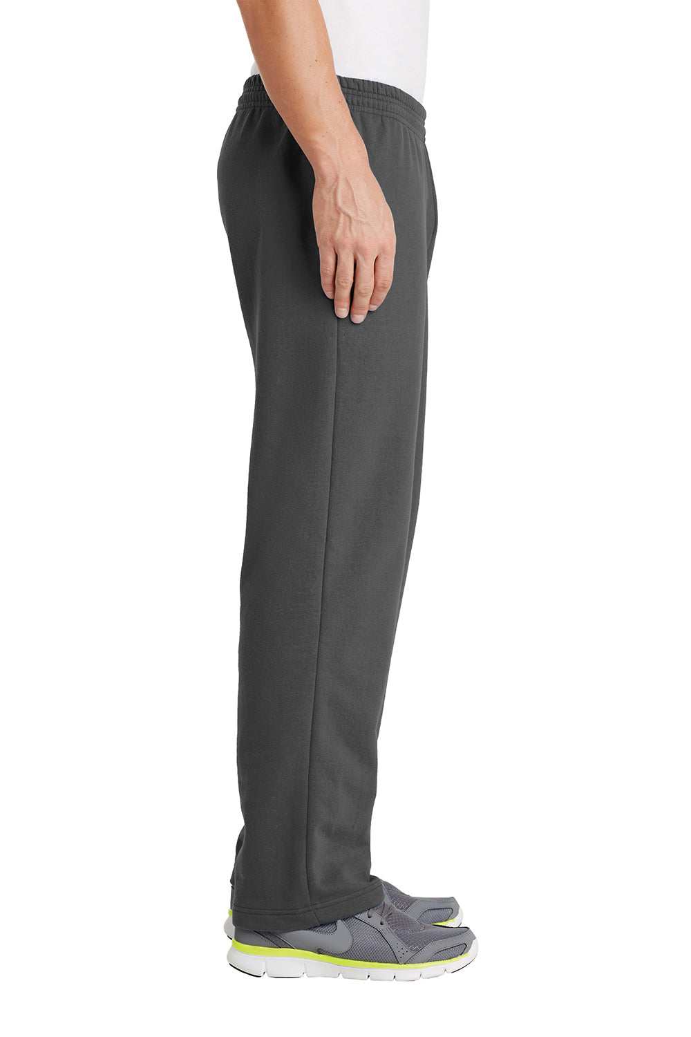 Mens Core Pill Resistant Fleece Open Bottom Sweatpants w/ Pockets - Charcoal Grey