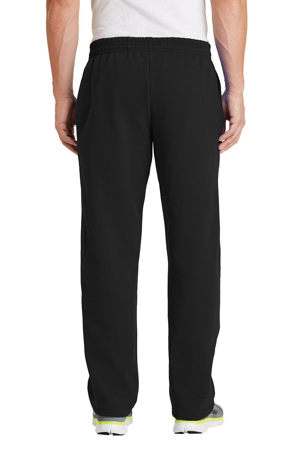 Mens Core Pill Resistant Fleece Open Bottom Sweatpants w/ Pockets - Jet Black