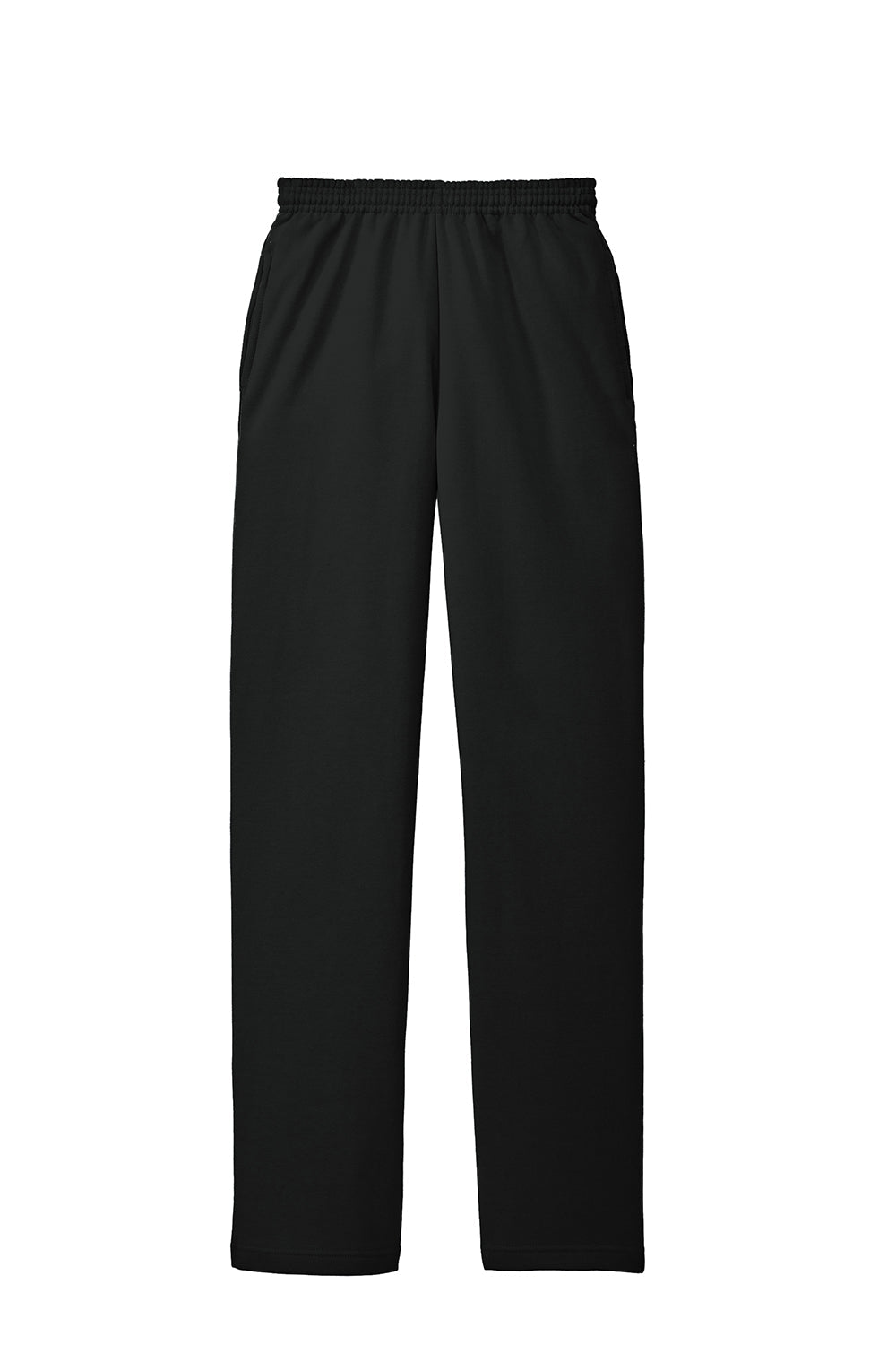 Mens Core Pill Resistant Fleece Open Bottom Sweatpants w/ Pockets - Jet Black