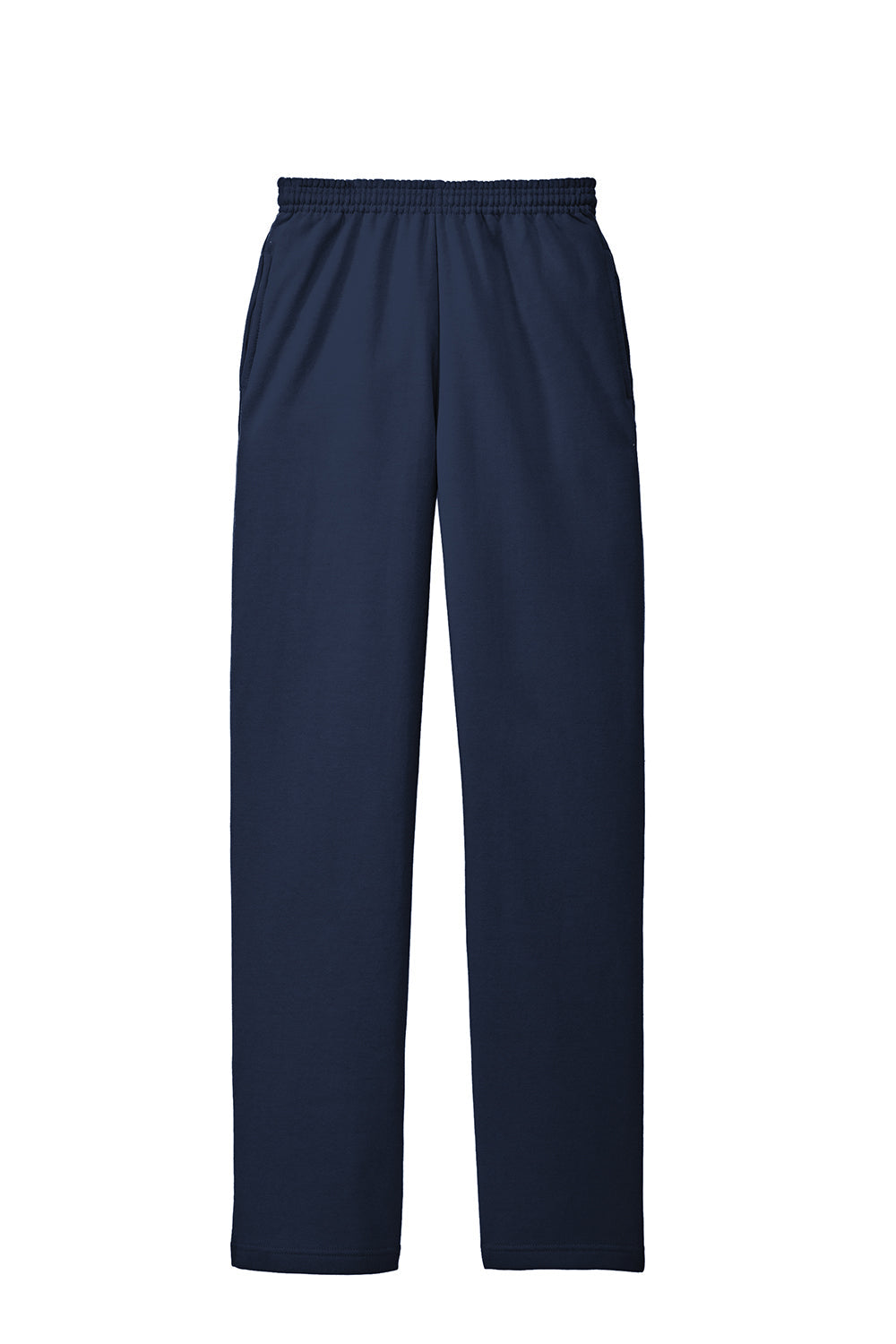 Mens Core Pill Resistant Fleece Open Bottom Sweatpants w/ Pockets - Navy Blue