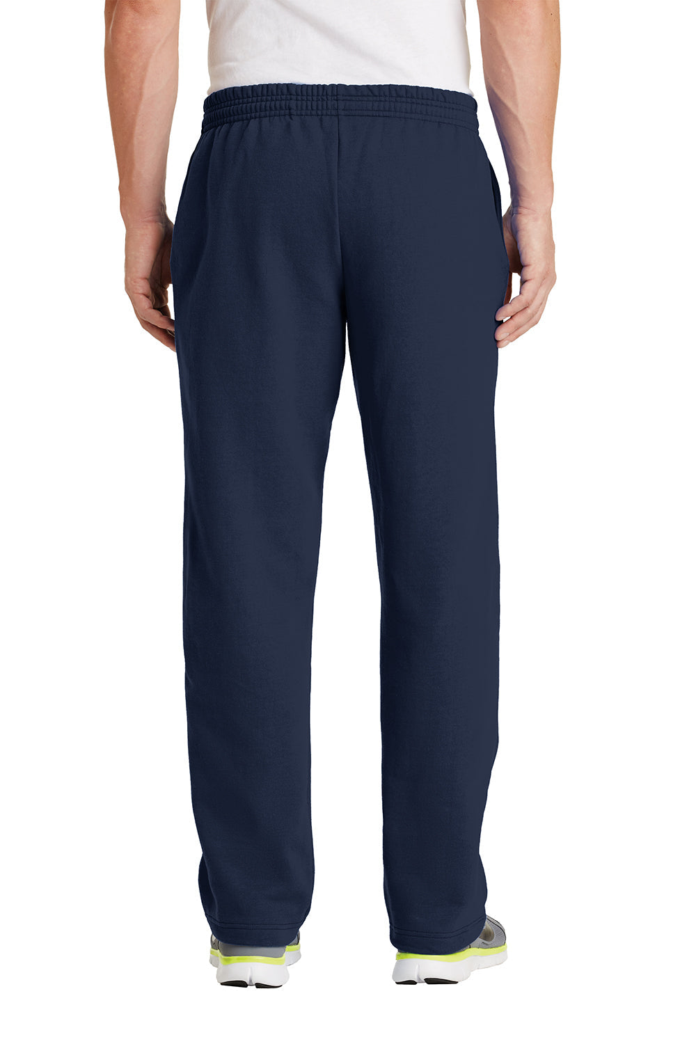 Mens Core Pill Resistant Fleece Open Bottom Sweatpants w/ Pockets - Navy Blue