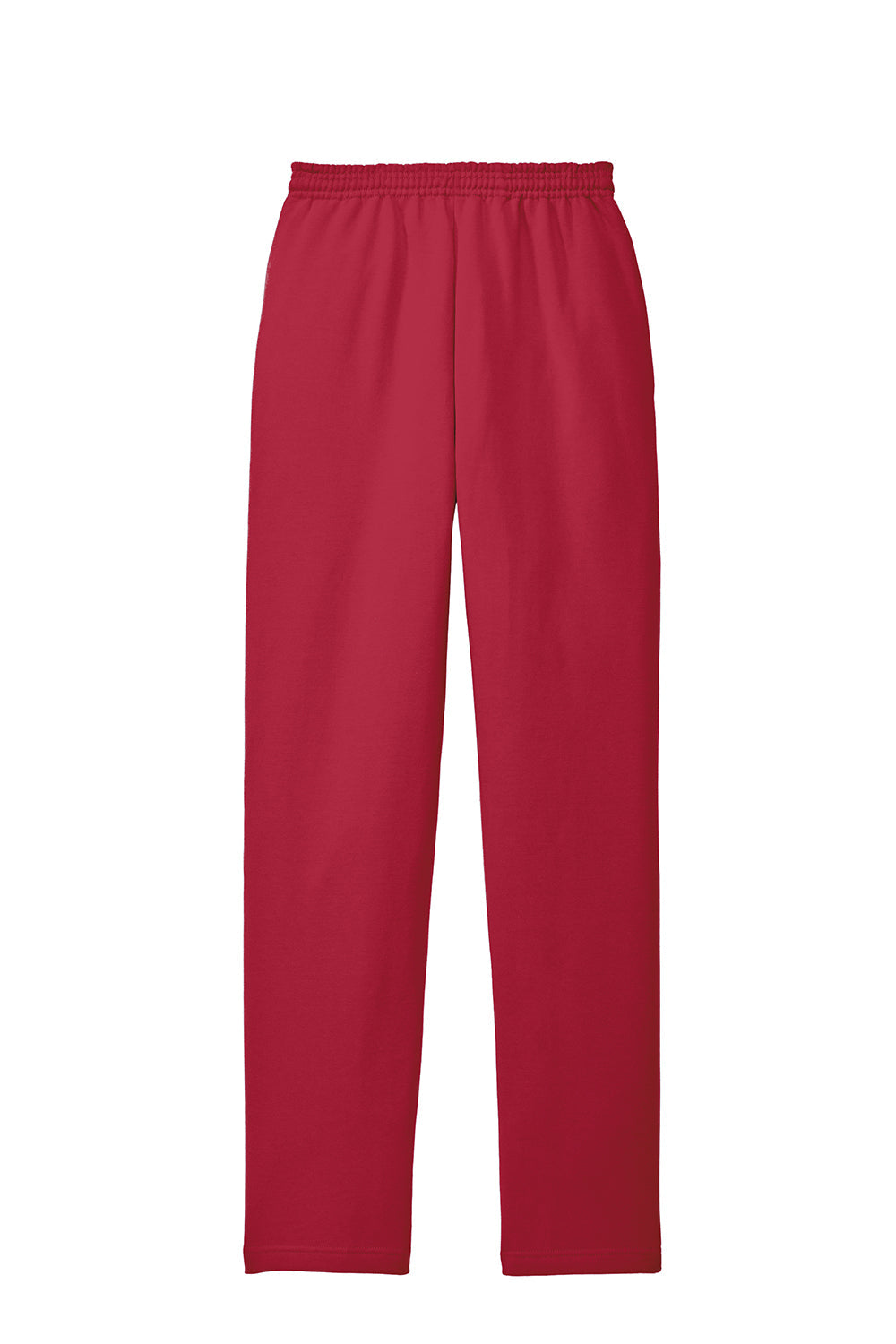 Mens Core Pill Resistant Fleece Open Bottom Sweatpants w/ Pockets - Red
