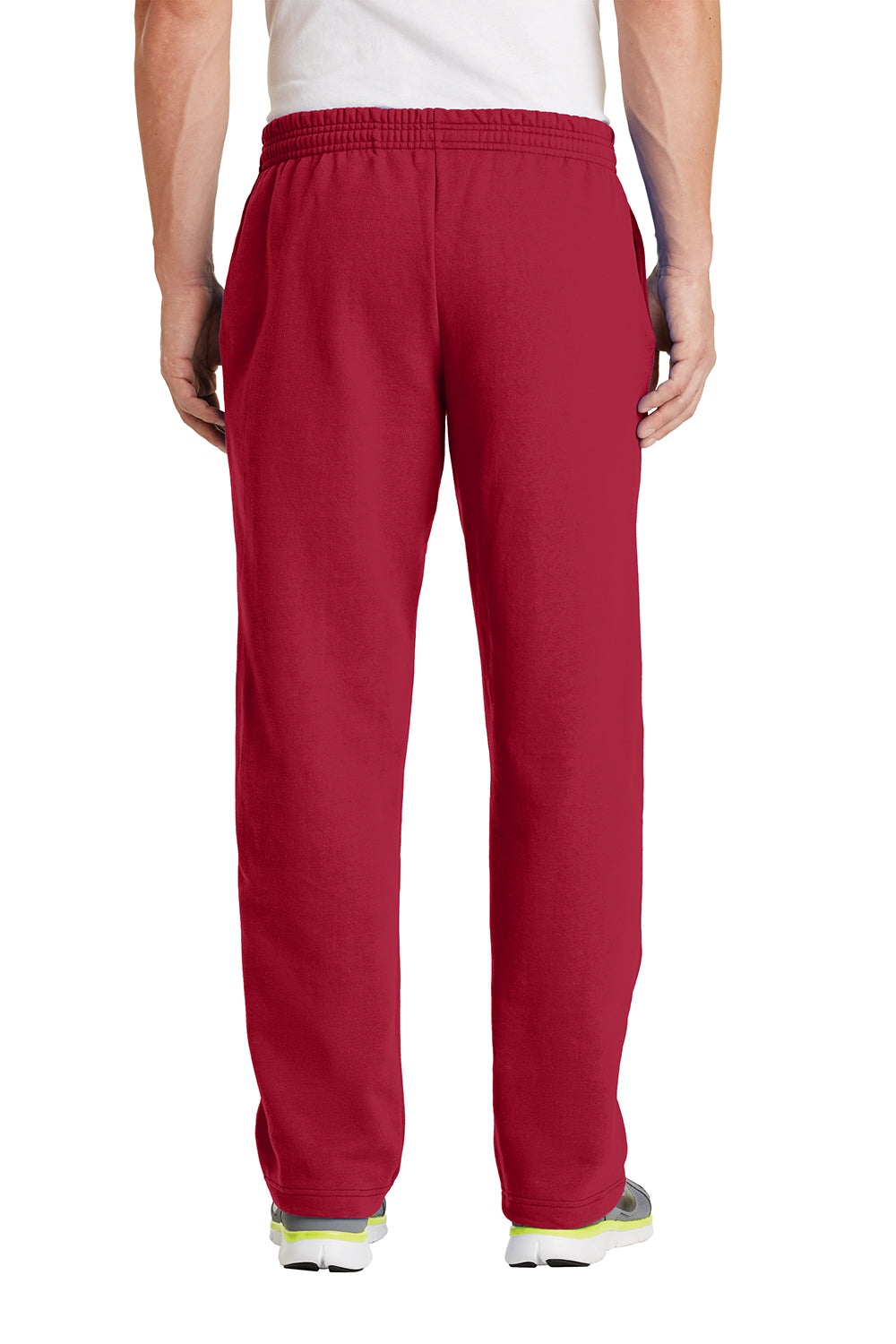 Mens Core Pill Resistant Fleece Open Bottom Sweatpants w/ Pockets - Red
