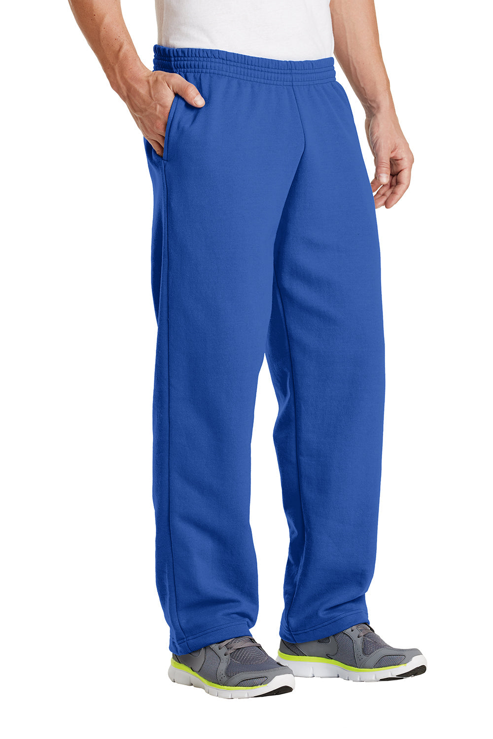 Mens Core Pill Resistant Fleece Open Bottom Sweatpants w/ Pockets - Royal Blue
