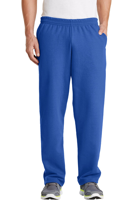 Mens Core Pill Resistant Fleece Open Bottom Sweatpants w/ Pockets - Royal Blue