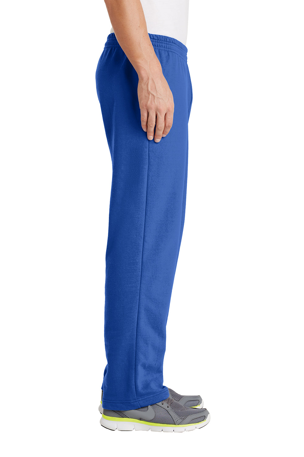Mens Core Pill Resistant Fleece Open Bottom Sweatpants w/ Pockets - Royal Blue