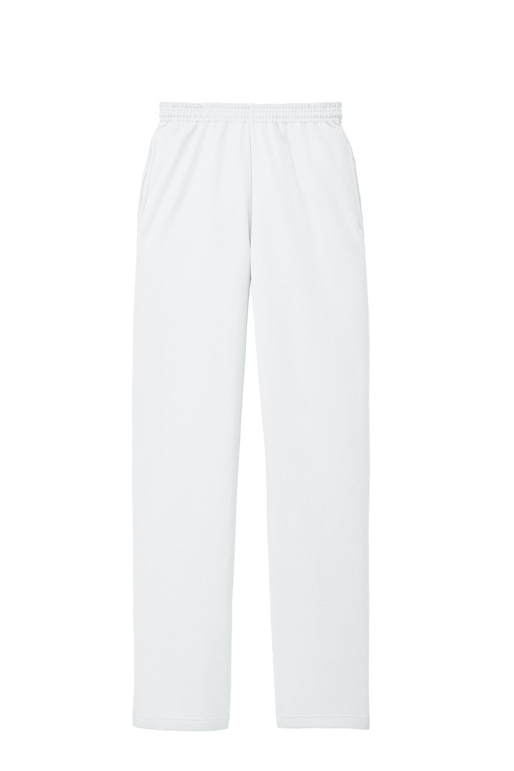 Mens Core Pill Resistant Fleece Open Bottom Sweatpants w/ Pockets - White