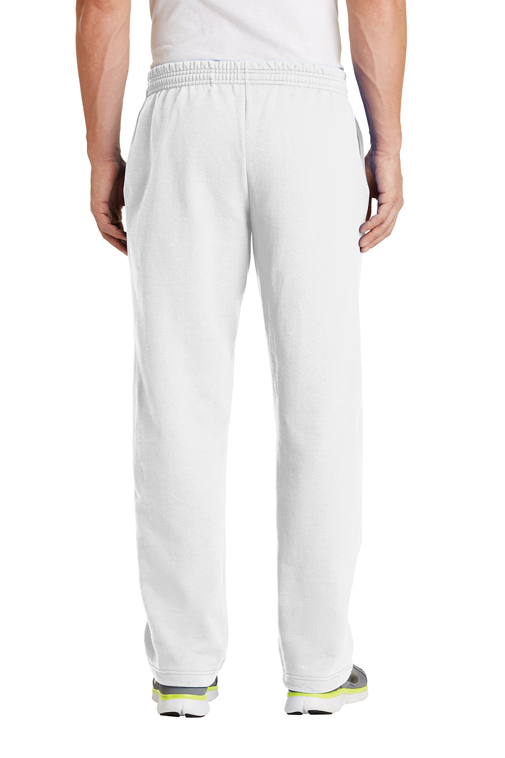 Mens Core Pill Resistant Fleece Open Bottom Sweatpants w/ Pockets - White