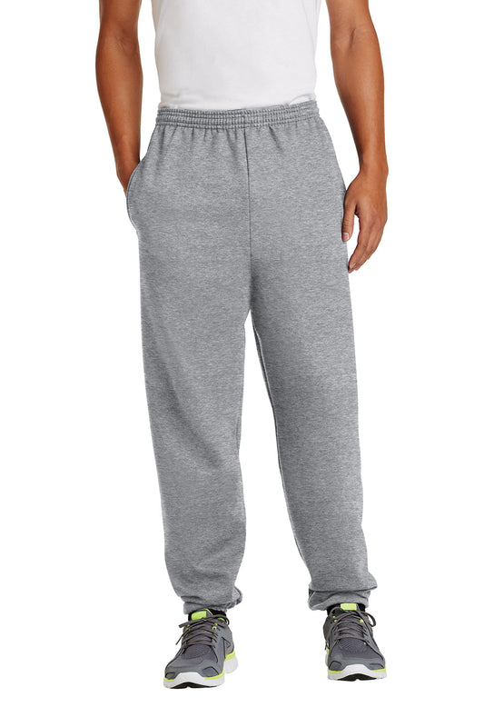 Mens Essential Pill Resistant Fleece Sweatpants w/ Pockets - Heather Grey
