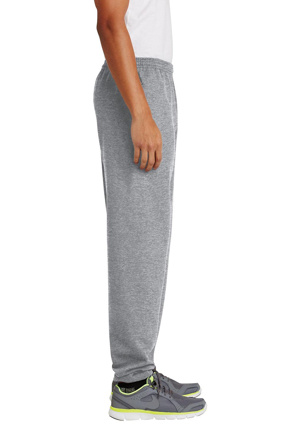 Mens Essential Pill Resistant Fleece Sweatpants w/ Pockets - Heather Grey