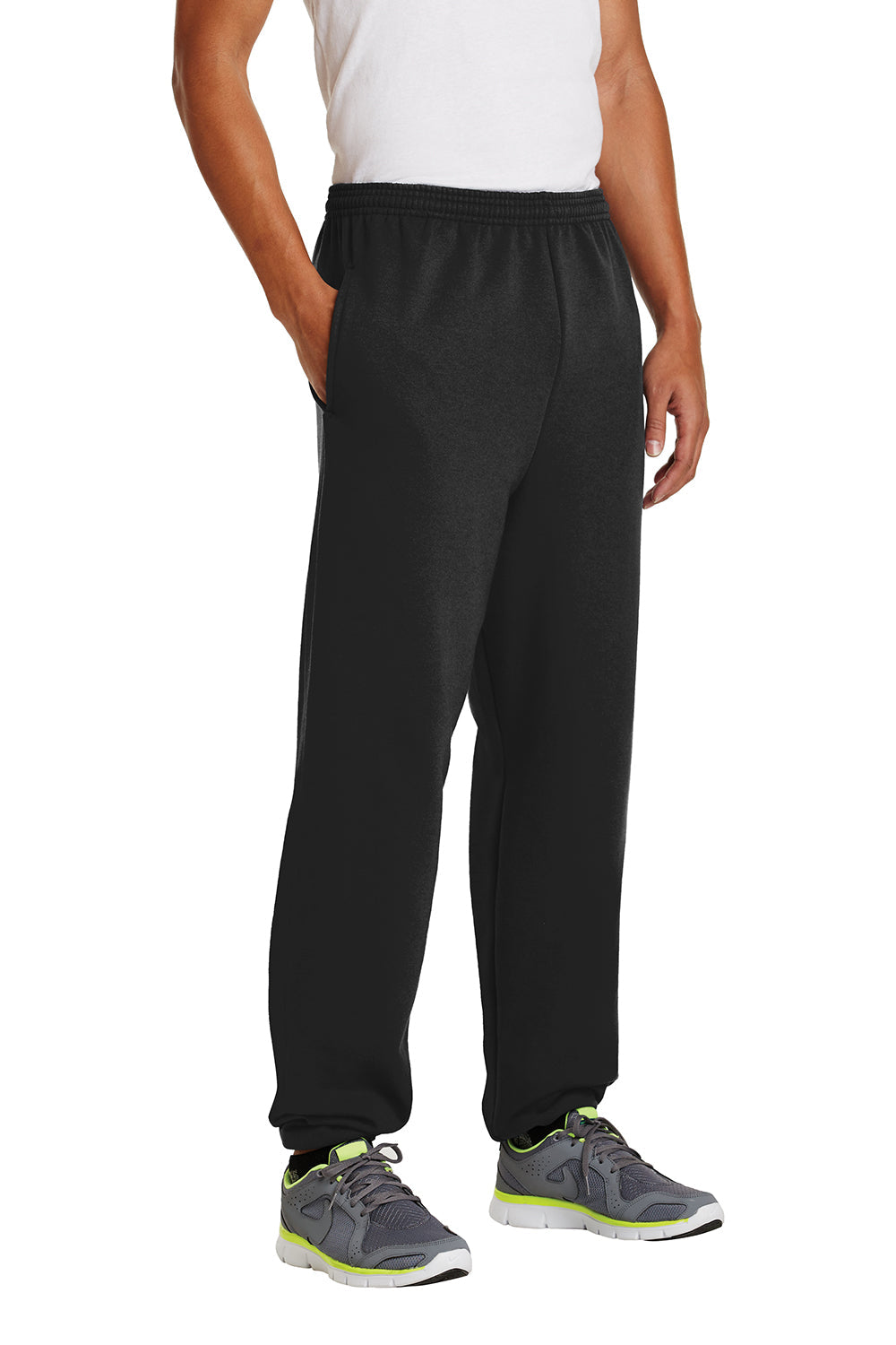 Mens Essential Pill Resistant Fleece Sweatpants w/ Pockets - Jet Black