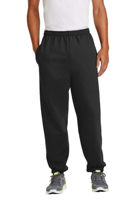Mens Essential Pill Resistant Fleece Sweatpants w/ Pockets - Jet Black