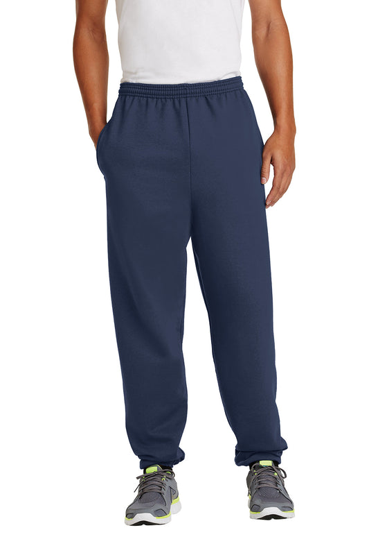 Mens Essential Pill Resistant Fleece Sweatpants w/ Pockets - Navy Blue