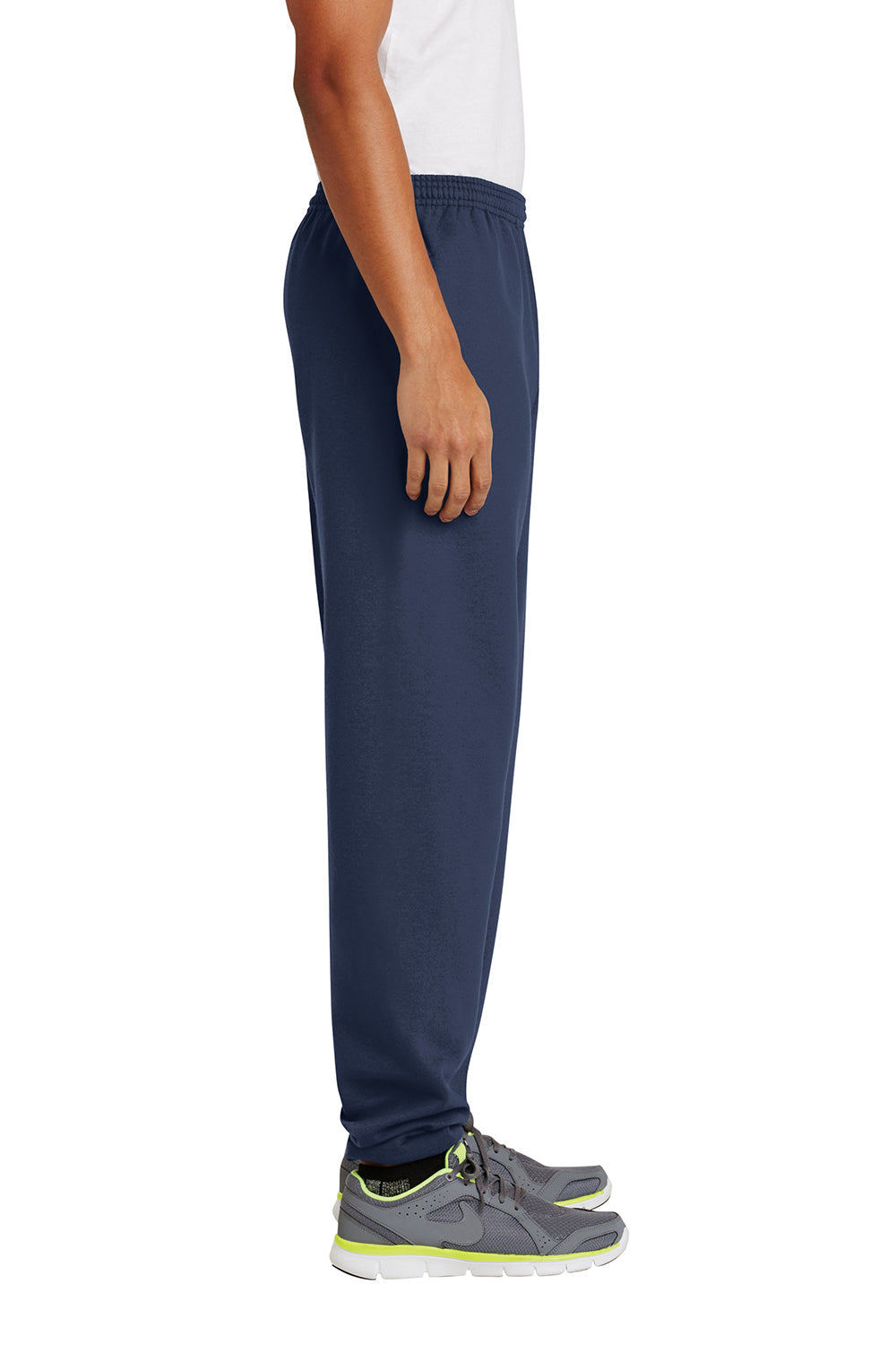 Mens Essential Pill Resistant Fleece Sweatpants w/ Pockets - Navy Blue