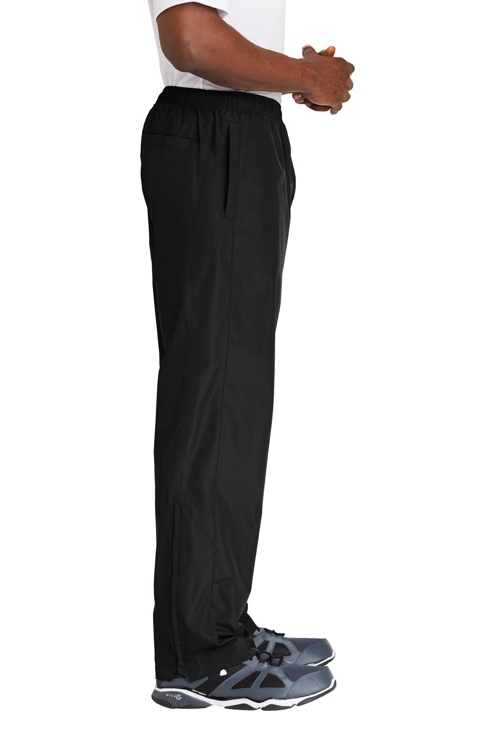Mens Water Resistant Wind Pants w/ Pockets - Black