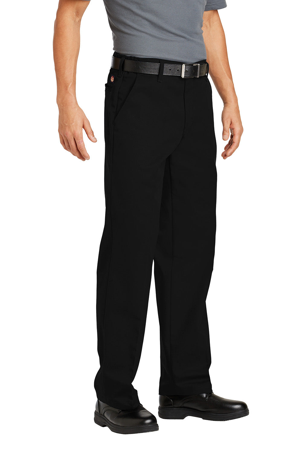 Mens Elastic Insert Wrinkle Resistant Pants w/ Pocket - Black