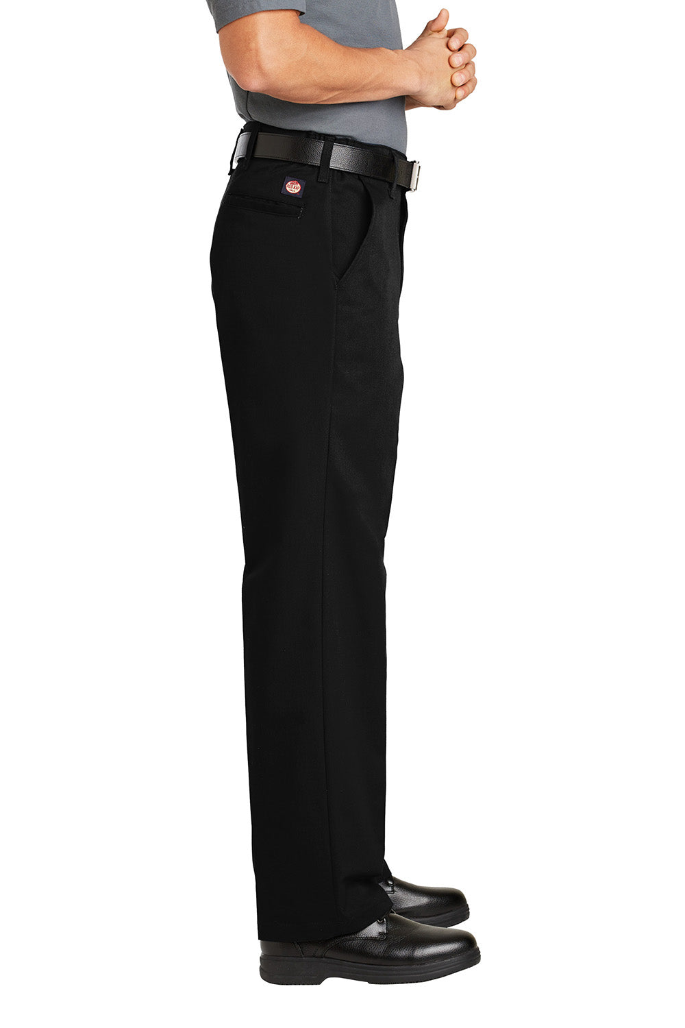 Mens Elastic Insert Wrinkle Resistant Pants w/ Pocket - Black