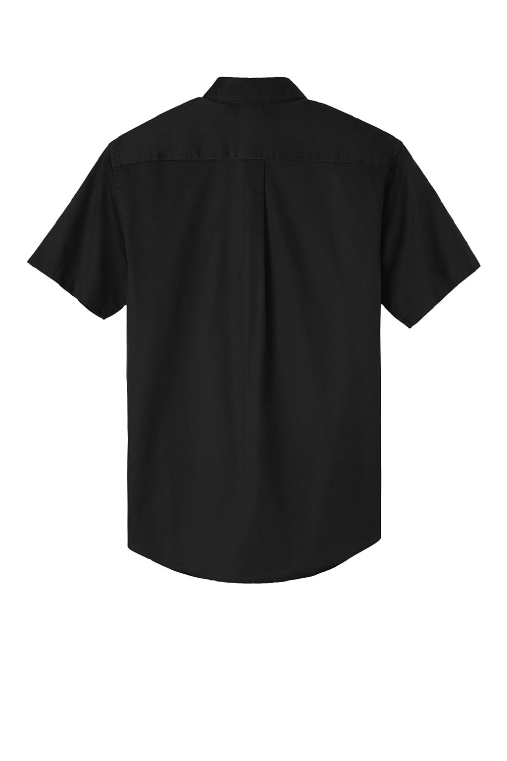 Mens Easy Care Wrinkle Resistant Short Sleeve Button Down Shirt w/ Pocket - Black/Light Stone