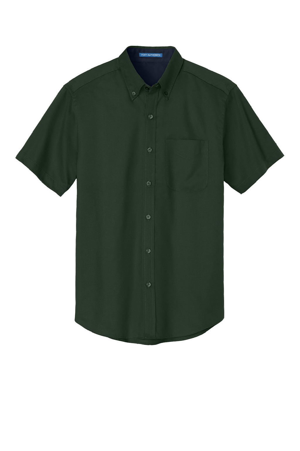 Mens Easy Care Wrinkle Resistant Short Sleeve Button Down Shirt w/ Pocket - Dark Green/Navy Blue