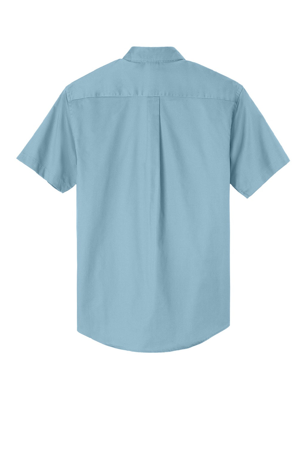 Mens Easy Care Wrinkle Resistant Short Sleeve Button Down Shirt w/ Pocket - Light Blue/Light Stone