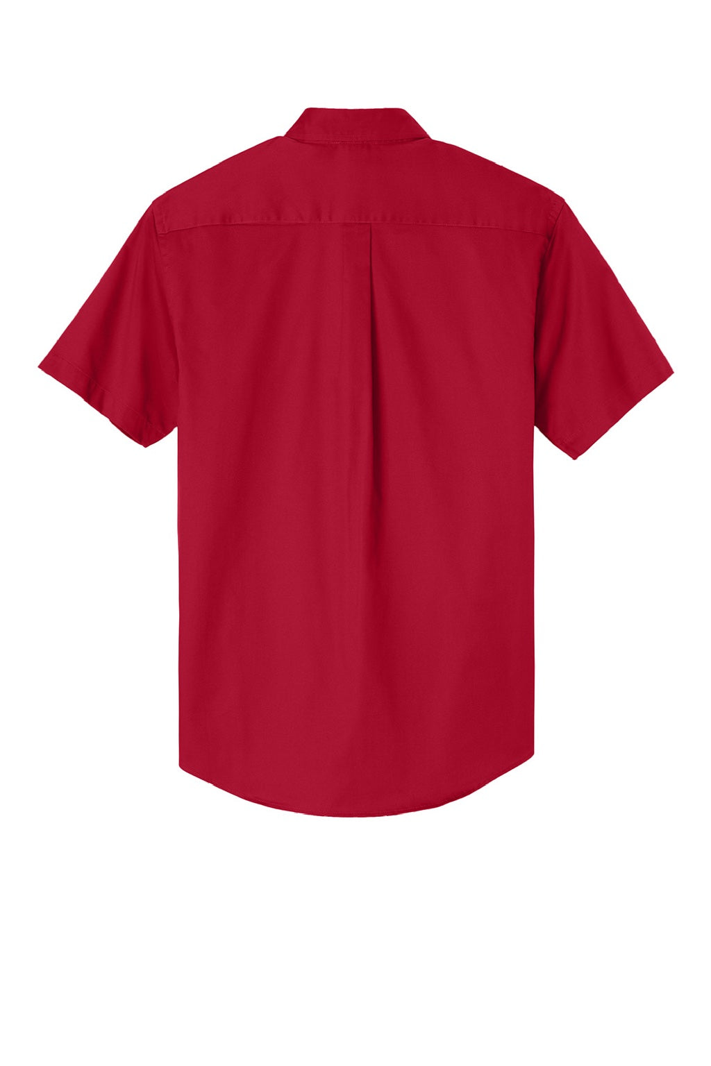 Mens Easy Care Wrinkle Resistant Short Sleeve Button Down Shirt w/ Pocket - Red/Light Stone