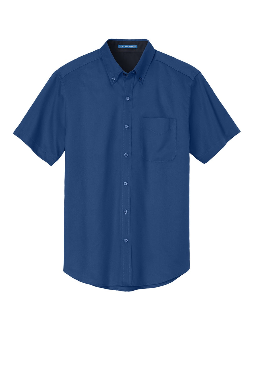 Mens Easy Care Wrinkle Resistant Short Sleeve Button Down Shirt w/ Pocket - Royal Blue/Navy Blue