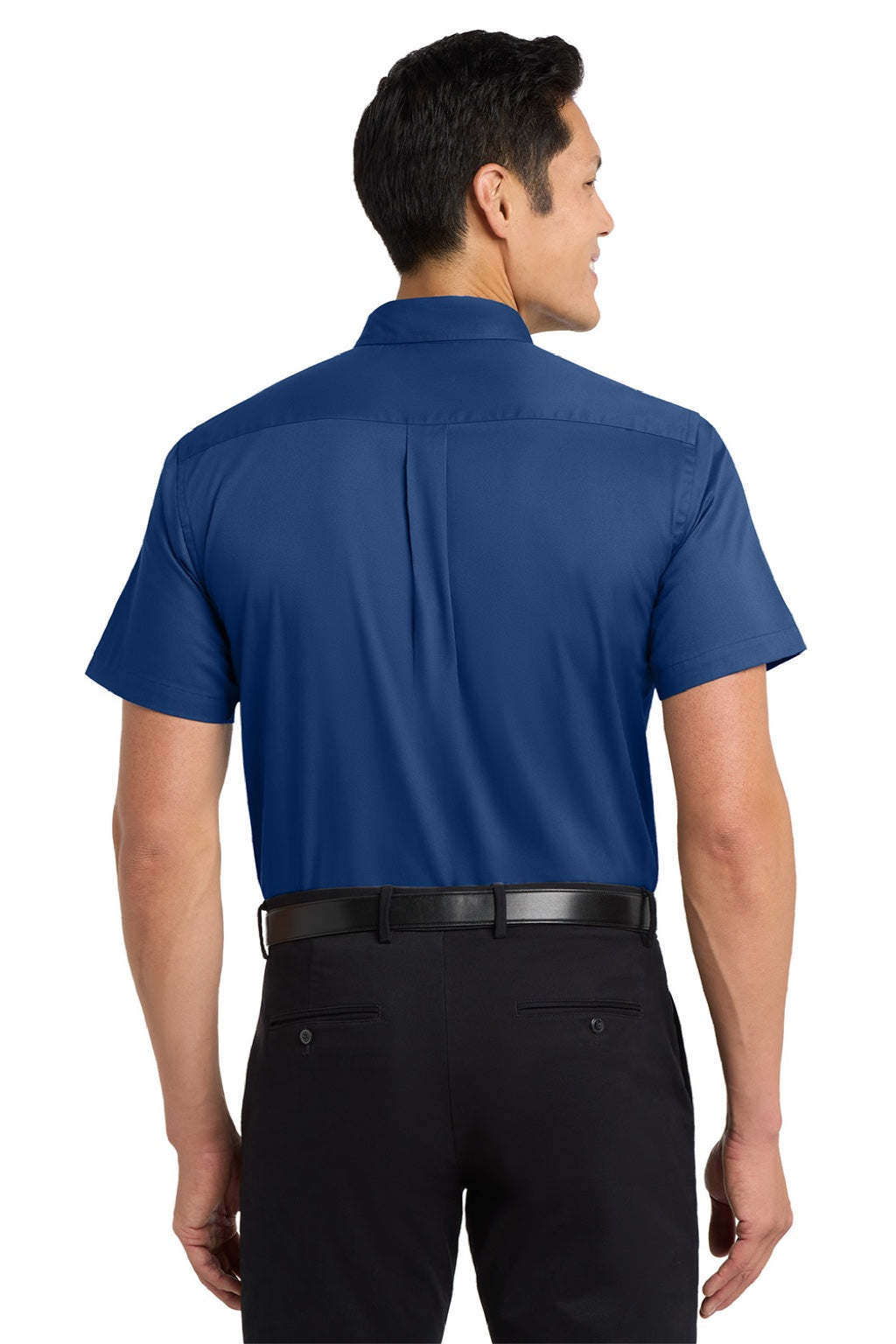 Mens Easy Care Wrinkle Resistant Short Sleeve Button Down Shirt w/ Pocket - Royal Blue/Navy Blue