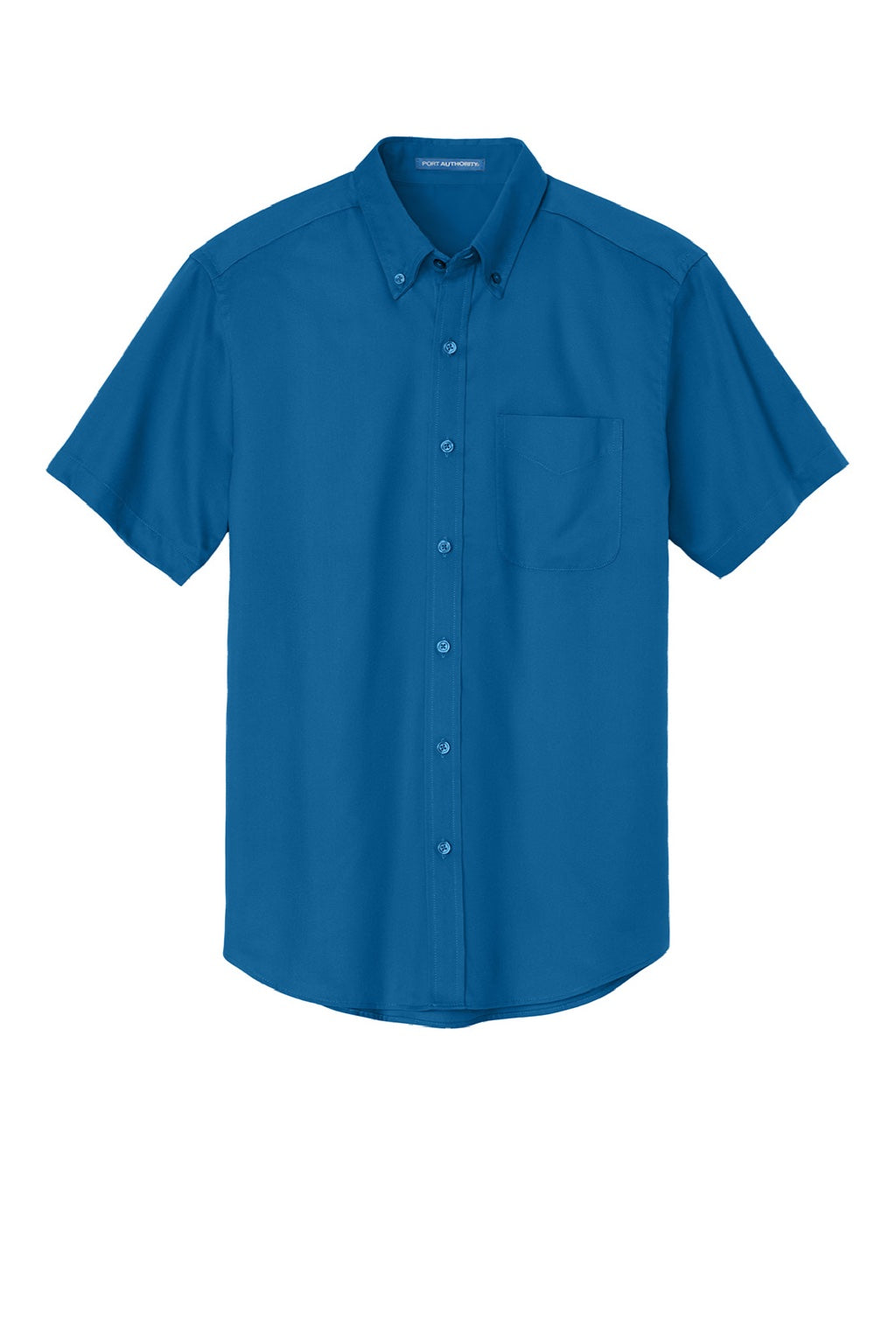 Mens Easy Care Wrinkle Resistant Short Sleeve Button Down Shirt w/ Pocket - Strong Blue