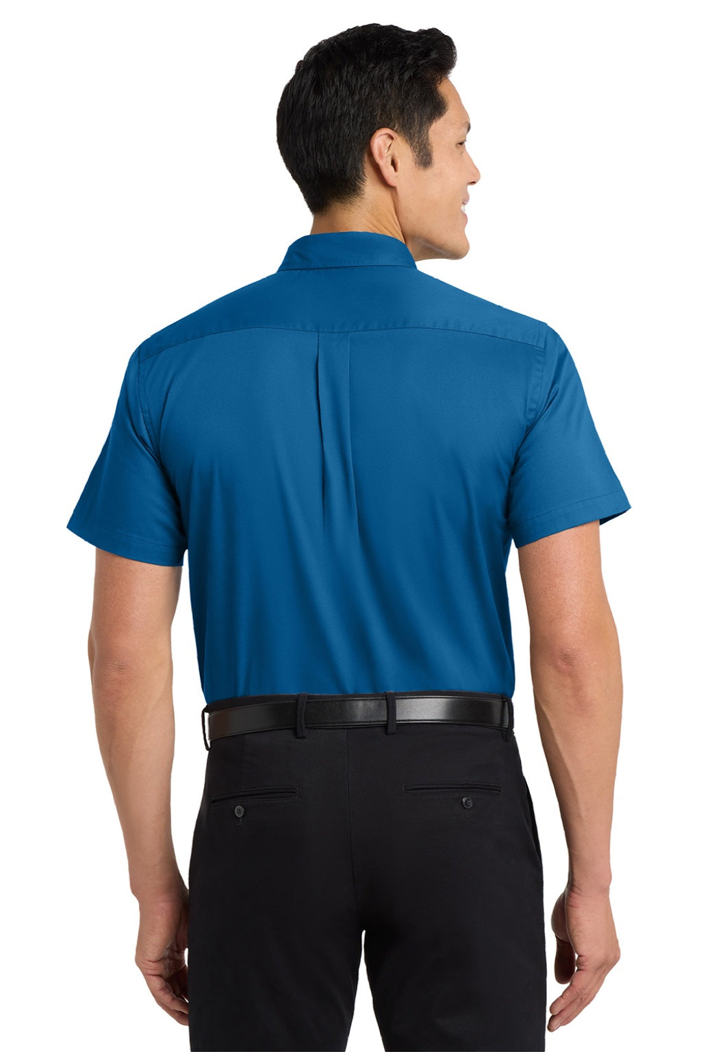 Mens Easy Care Wrinkle Resistant Short Sleeve Button Down Shirt w/ Pocket - Strong Blue