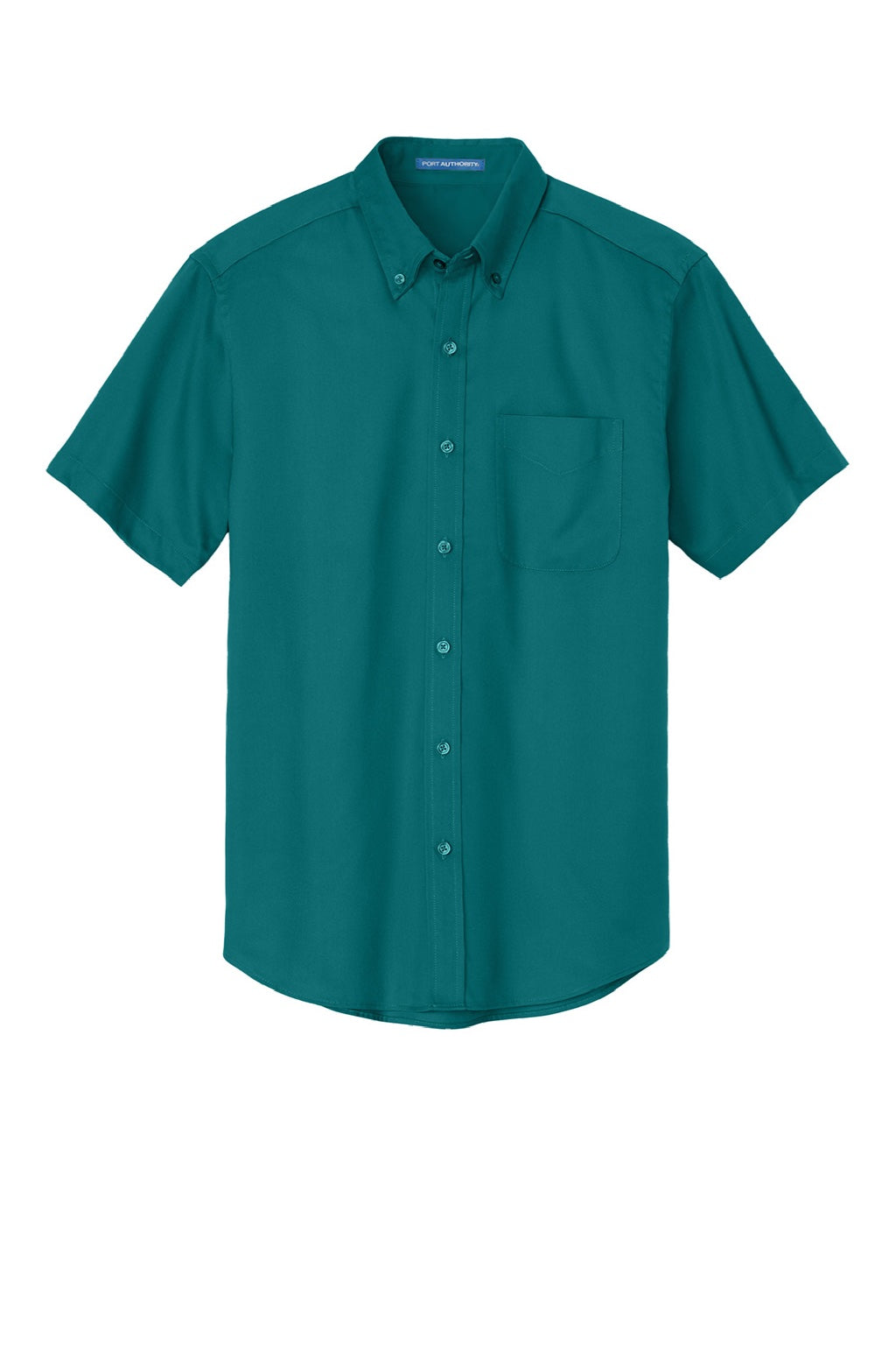 Mens Easy Care Wrinkle Resistant Short Sleeve Button Down Shirt w/ Pocket - Teal Green