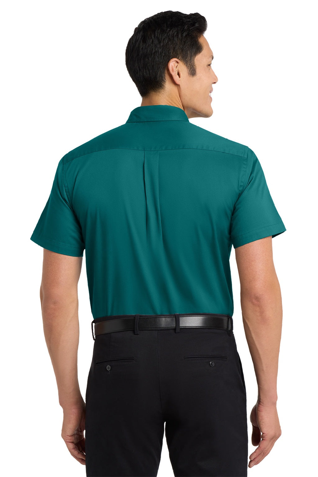 Mens Easy Care Wrinkle Resistant Short Sleeve Button Down Shirt w/ Pocket - Teal Green