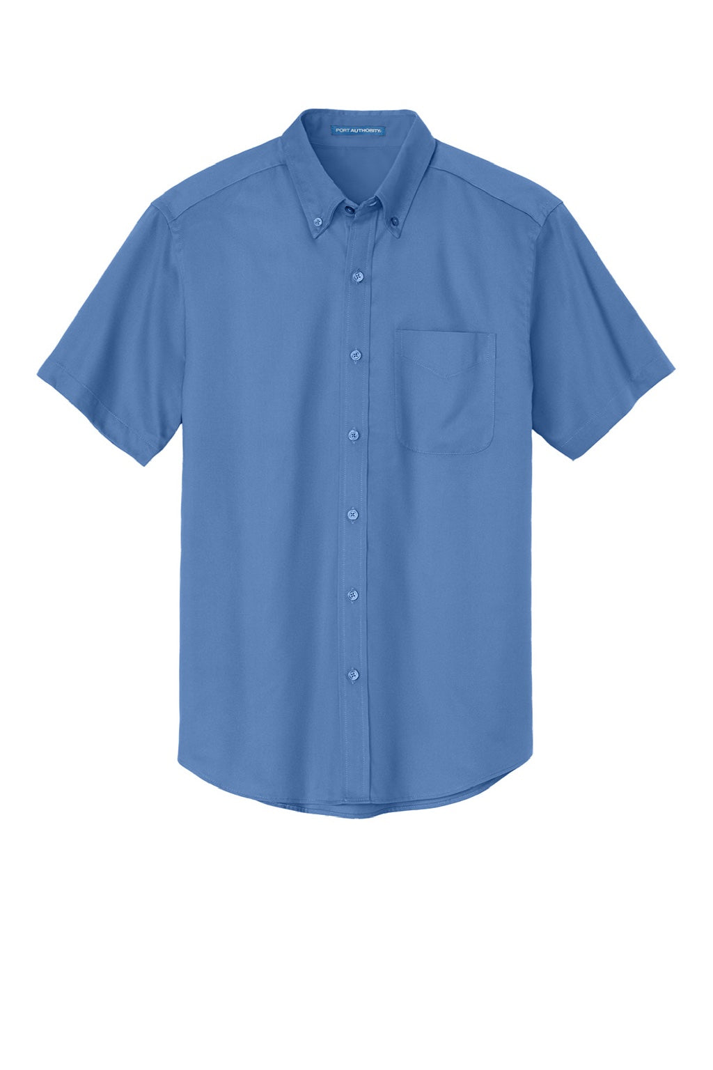 Mens Easy Care Wrinkle Resistant Short Sleeve Button Down Shirt w/ Pocket - Ultramarine Blue