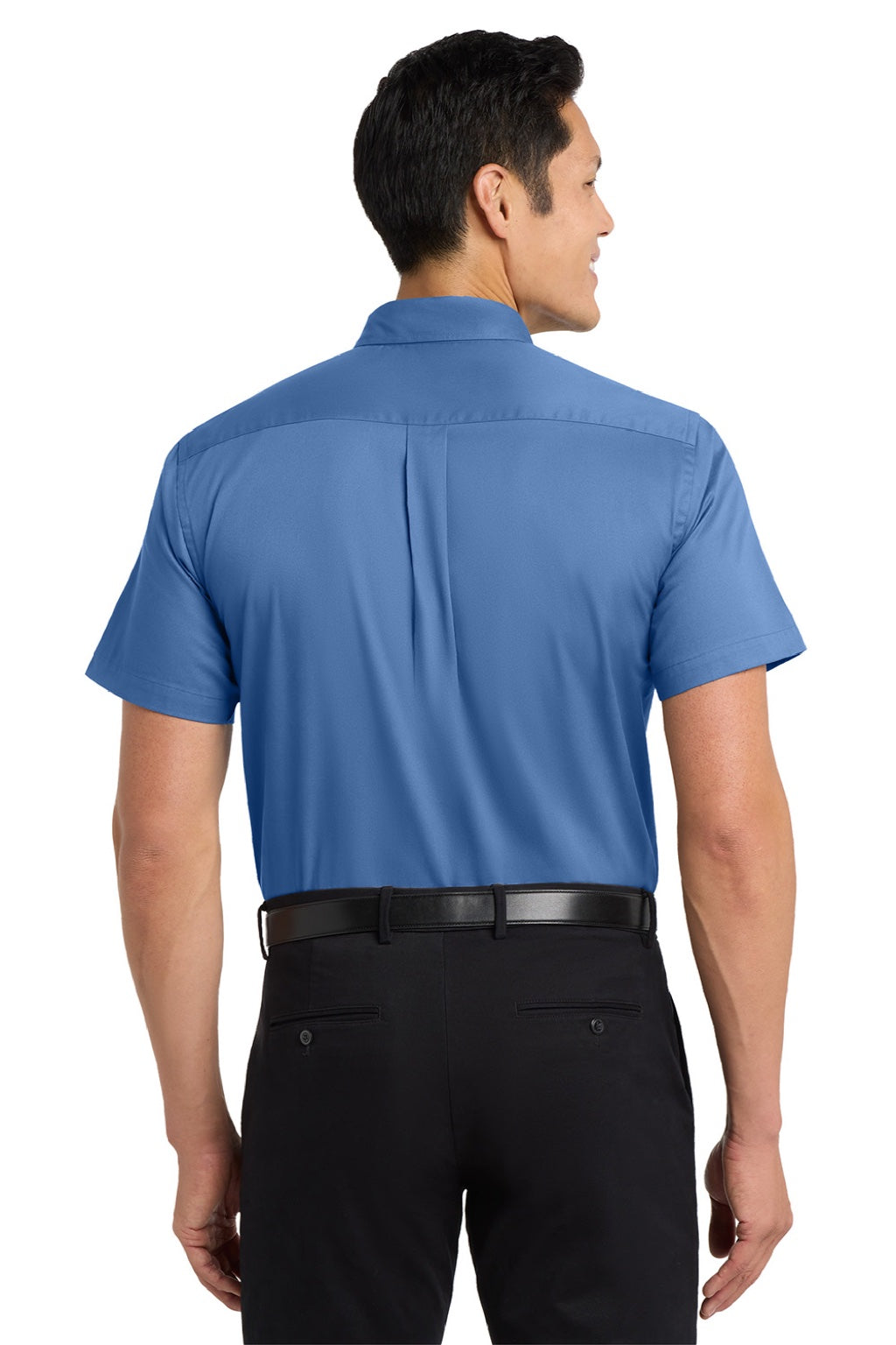 Mens Easy Care Wrinkle Resistant Short Sleeve Button Down Shirt w/ Pocket - Ultramarine Blue