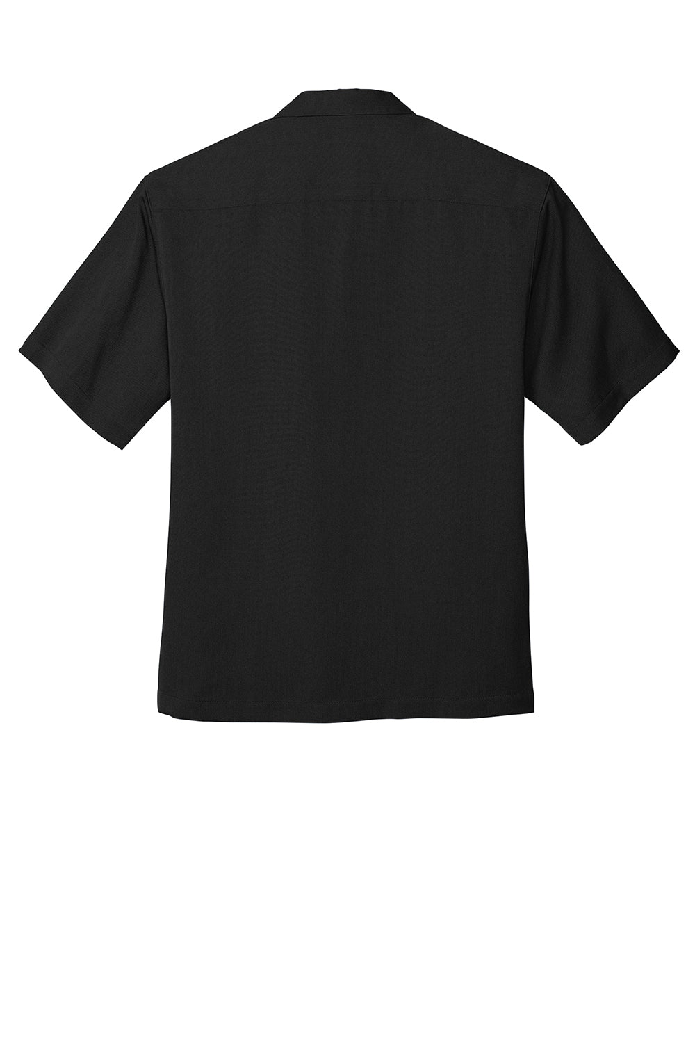 Mens Easy Care Stain Resistant Short Sleeve Button Down Camp Shirt w/ Pocket - Black