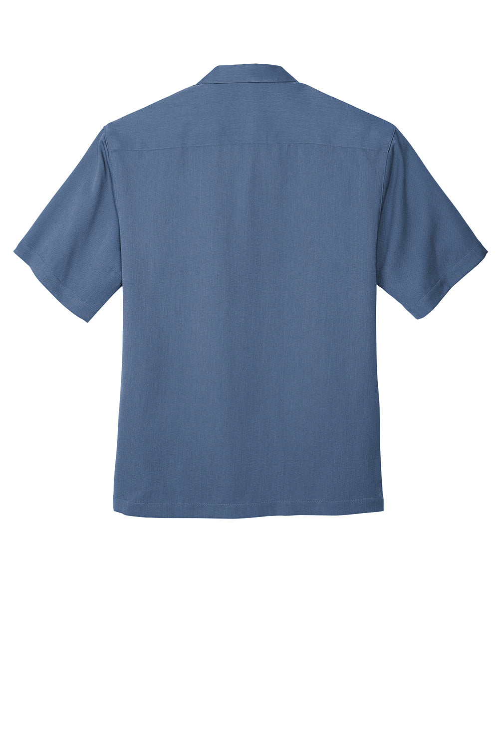 Mens Easy Care Stain Resistant Short Sleeve Button Down Camp Shirt w/ Pocket - Blue