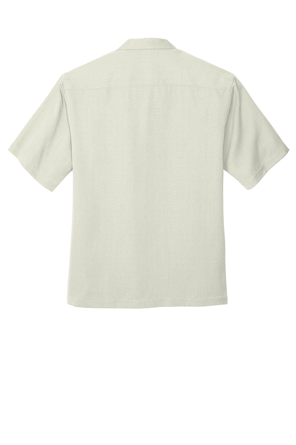 Mens Easy Care Stain Resistant Short Sleeve Button Down Camp Shirt w/ Pocket - Ivory